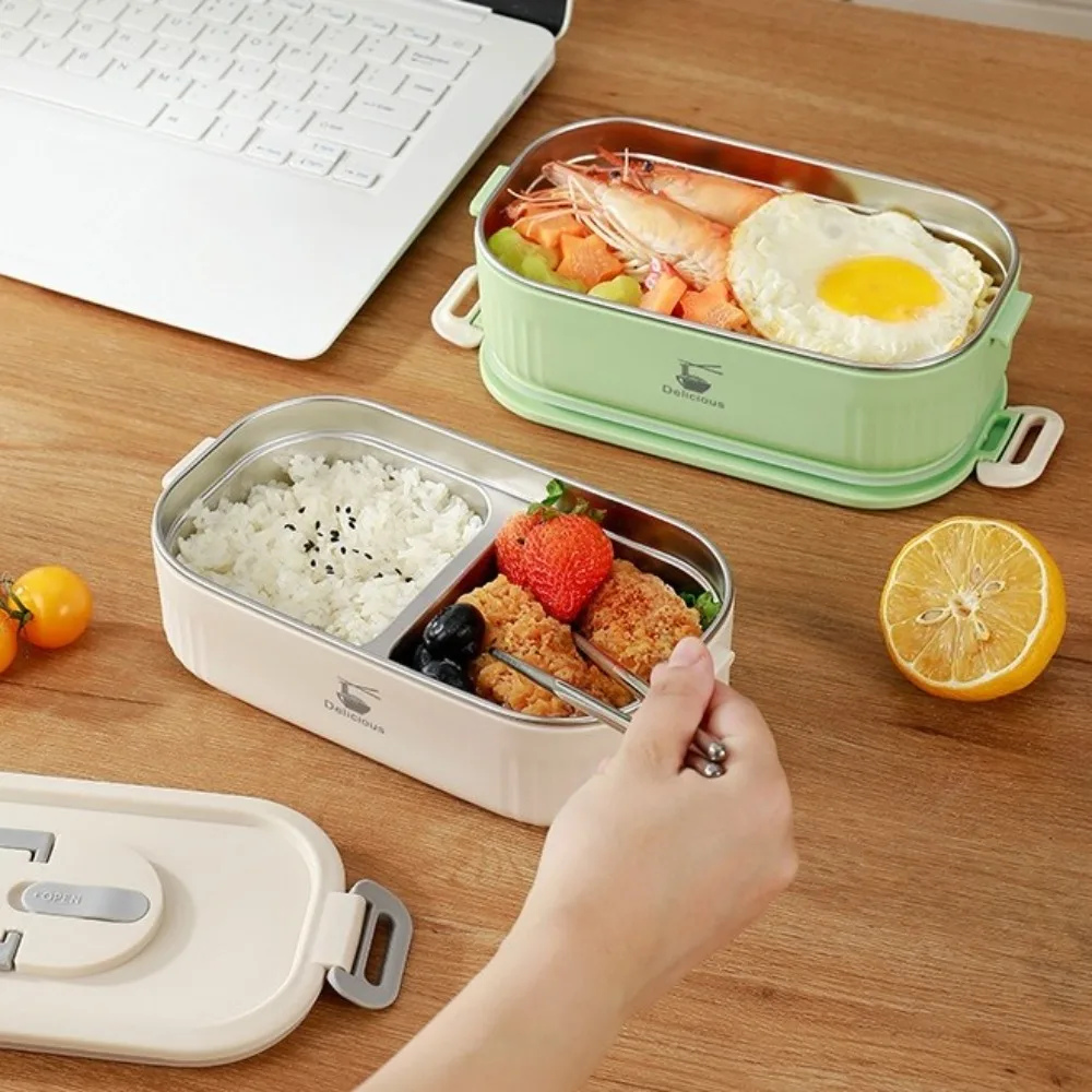 Leak Proof 304 Stainless Steel Lunch Box Airtight Lid Stackable Insulated Luhch Box Microwave Safe Fruit Salad Container Travel