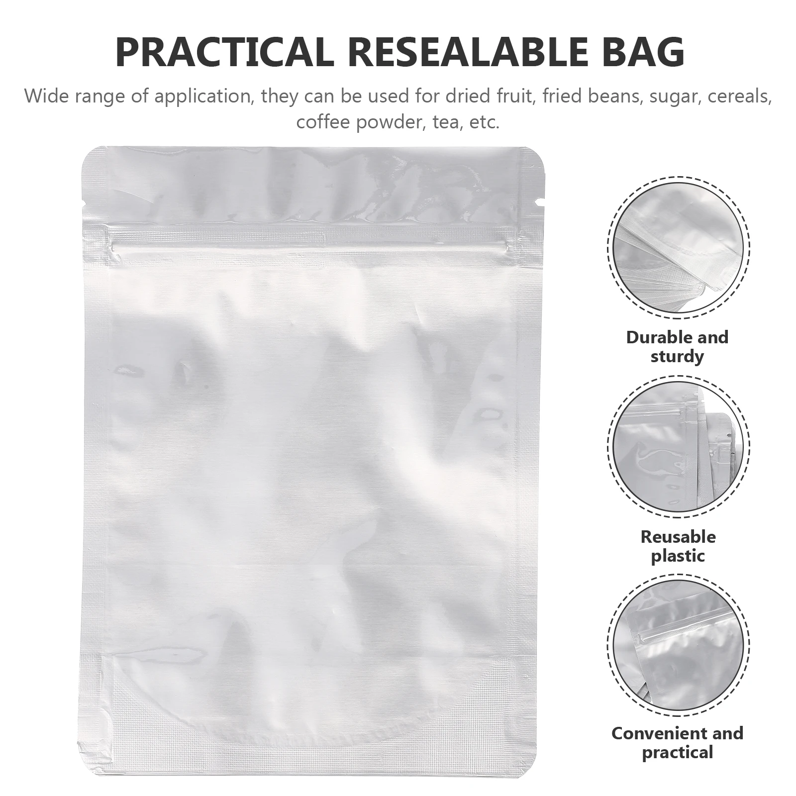 

30 Pcs Resealable Food Storage Bags Zipper Bag Plastic Wide Application Reusable Home Storage Solution