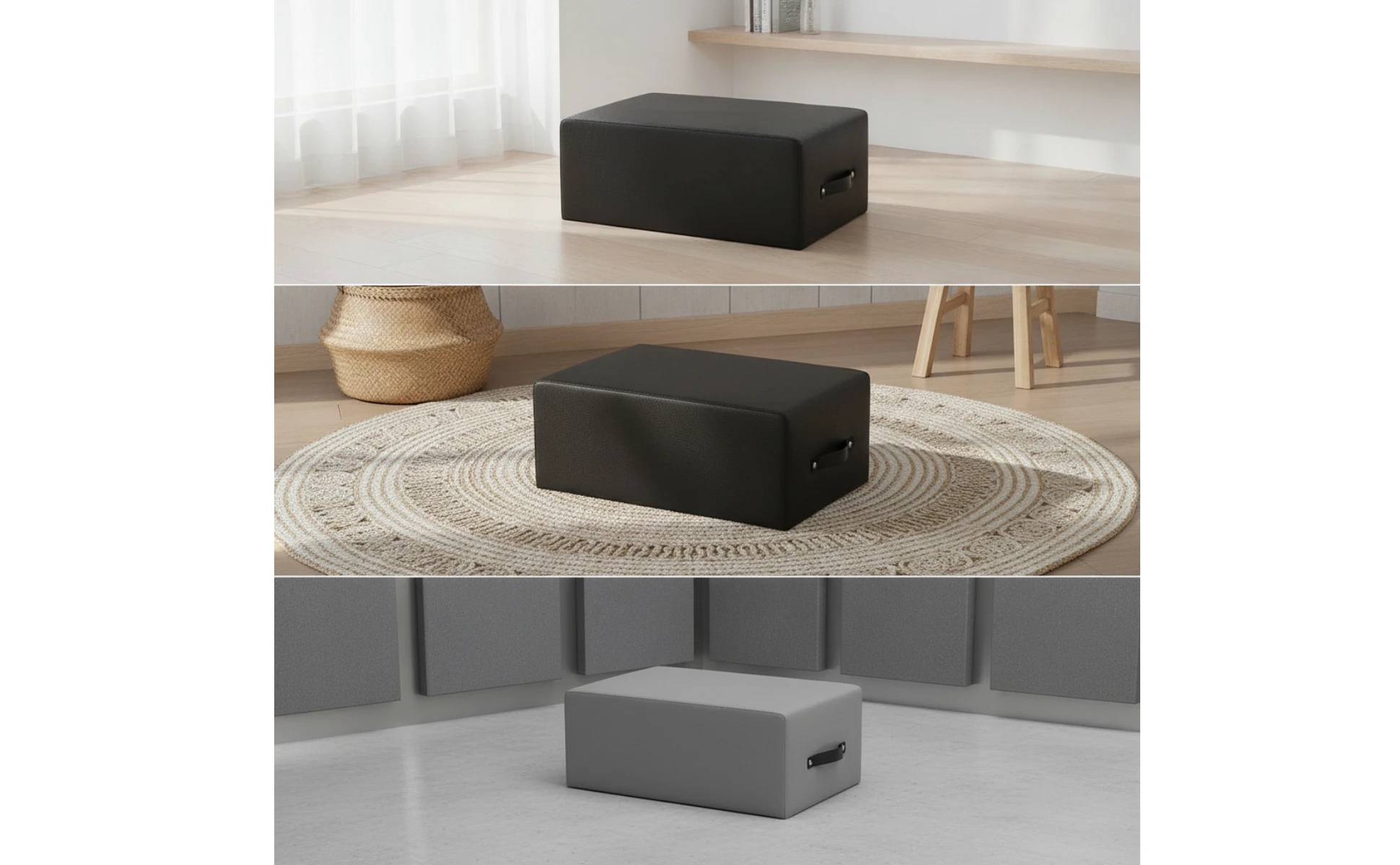 Upholstered Fitness Box Long-Lasting Padded Exercise Box Equipment Stable Low-Height for Pilates, Home Gym