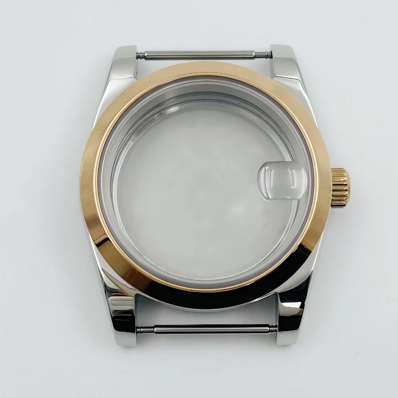 Log Room Case 36/39MM Dog Teeth Ring Oyster Round Edge Watch Case Sapphire Glass for NH35 Movement
