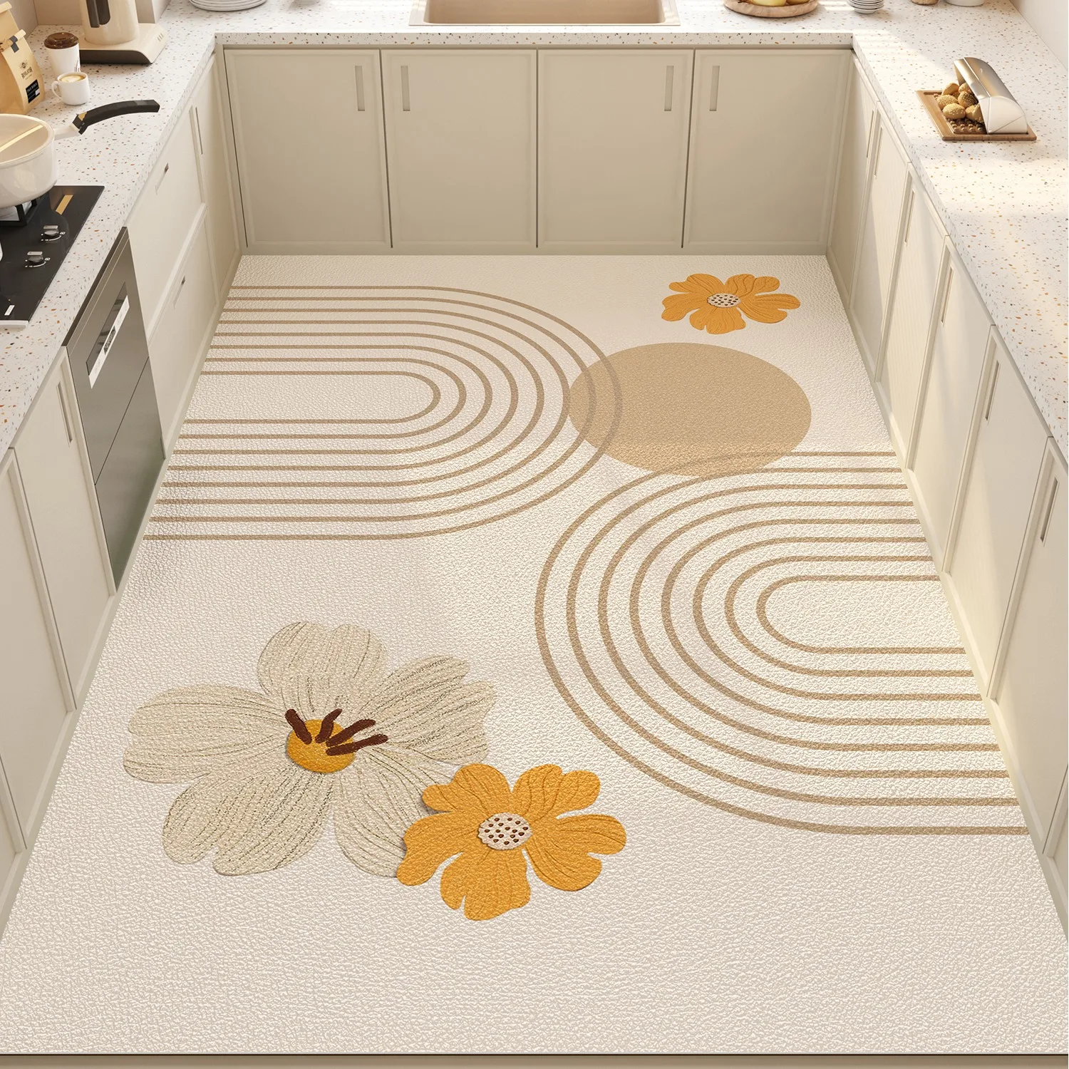 

Kitchen Floor Mat Waterproof Non-slip Oil-proof Stain-resistant PVC Leather Rug Easy To Clean Home Carpet Alfombra 주방 카펫