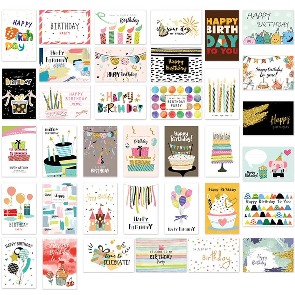 Cartes de décoration d'anniversaire avec enveloppes pour adultes et enfants, cadeaux de fête en vrac, ornement de vministériels x pour hommes, 36 pièces