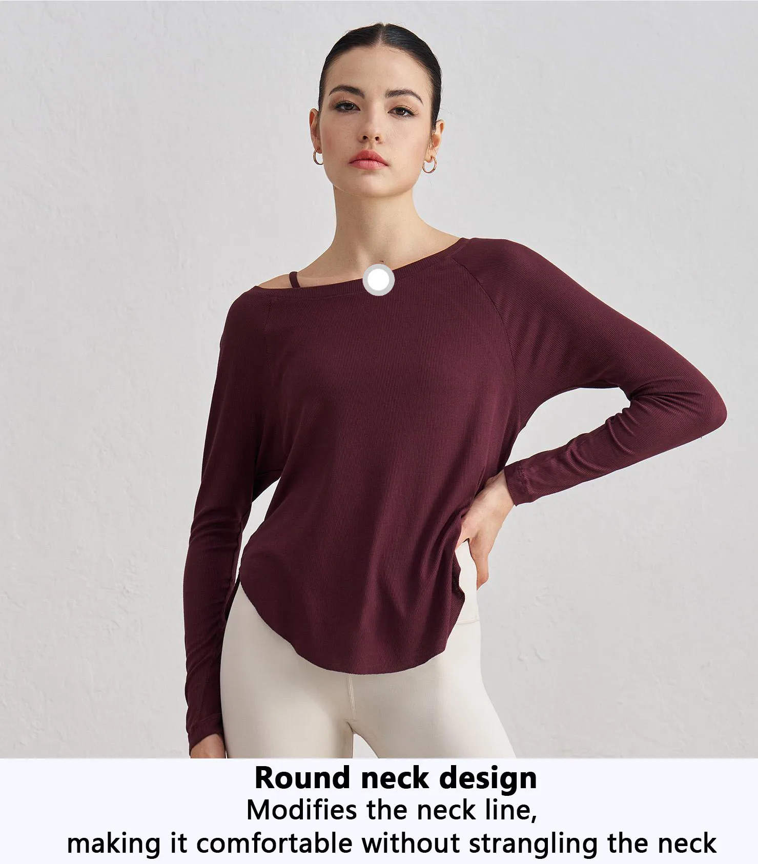 HAUT SHARK New Nude Yoga Clothes for Women Loose Sexy off-Shoulder Yoga Tops Casual Drape Sports Long Sleeves