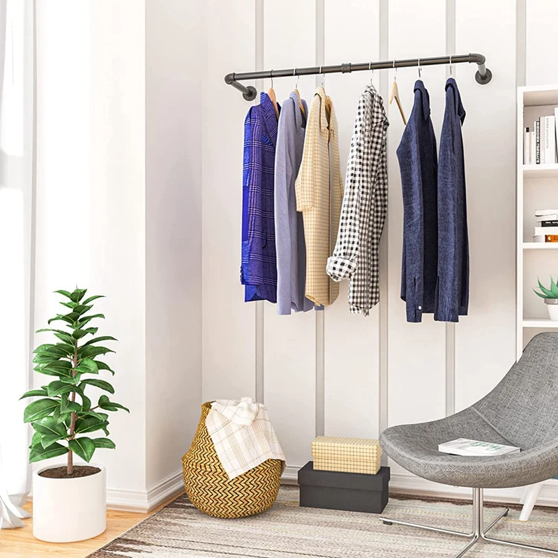 Wall Mounted Clothes Rail, Detachable Clothes Rack Industrial Design Pipe Clothes Rack Wall Hanger For Clothes Storage