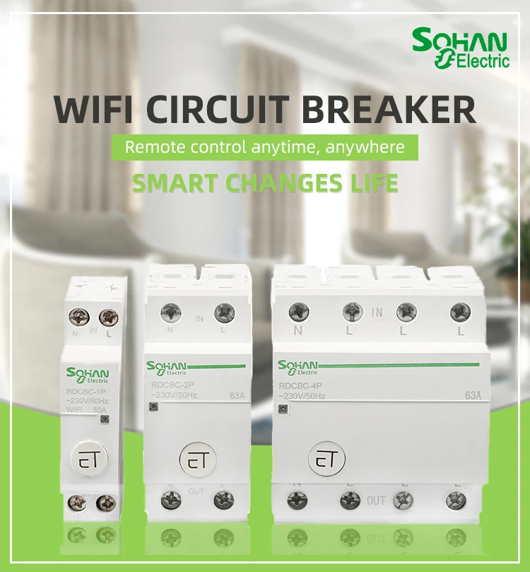 Sohan Ewelink app WIFI circuit breaker Suitable for home safety control Remote control  63A 230V 1/2/4P smart mcb