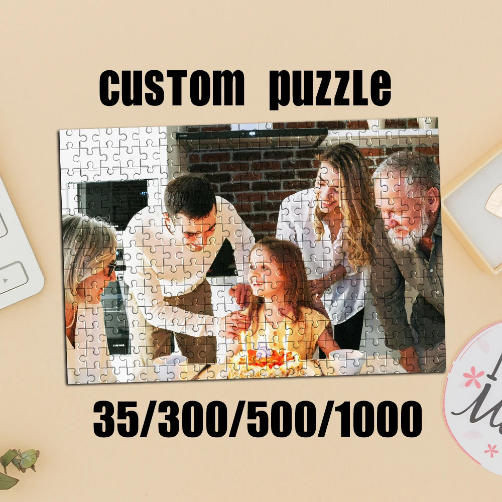 35/300/500pcs  family Custom Photo Mosaic Jigsaw puzzle Personalized Photo For Children Toy Children Gift