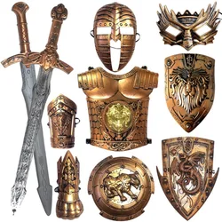 Bronze Pirate Armor, Dragon shaped Lion Shield, Round Shield, Horn Shield, Eye Mask, Blade and Sword Set
