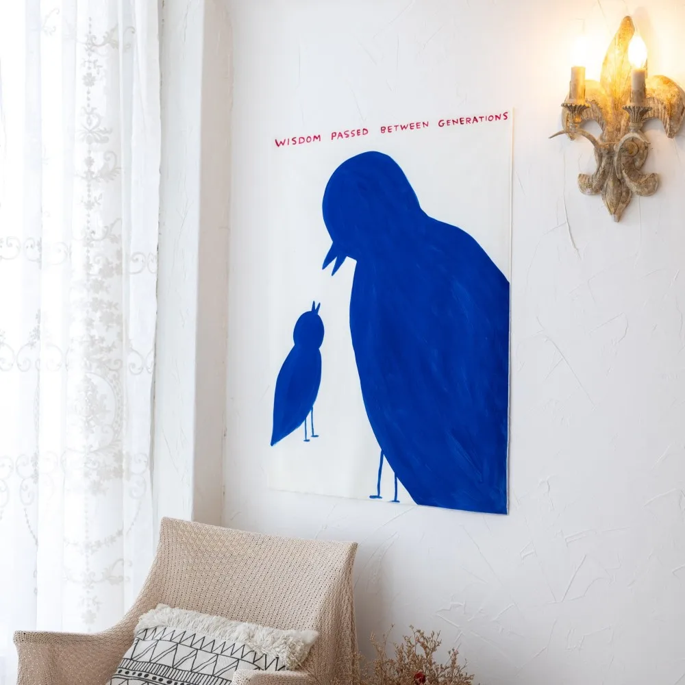 VIKAMA Pop Art Tapestry Modern Wall Hanging Blue Whale Wave Design with Inspirational Quote for Bedroom Living Room Home Decor