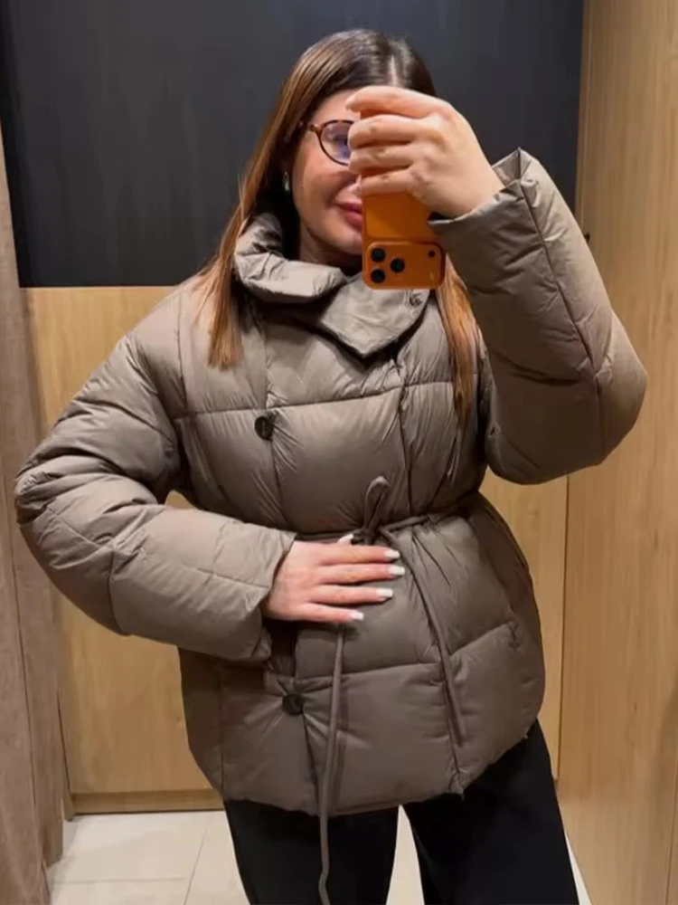 Casual Quilten Baumwolle Frauen Parka Kurzen Mantel Langarm Spitze-up Winter Jacke 2026 Neue Chic Dame Streetwear Oberbekleidung ﻿