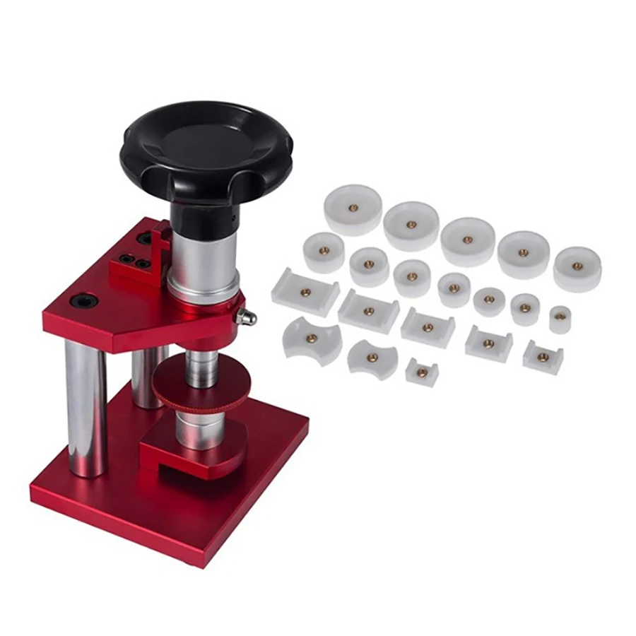 

Watch Press Set Screw Type Watch Crystal Bezel Watch Back Case Cover Press Watchmakers Tool with 20 Dies