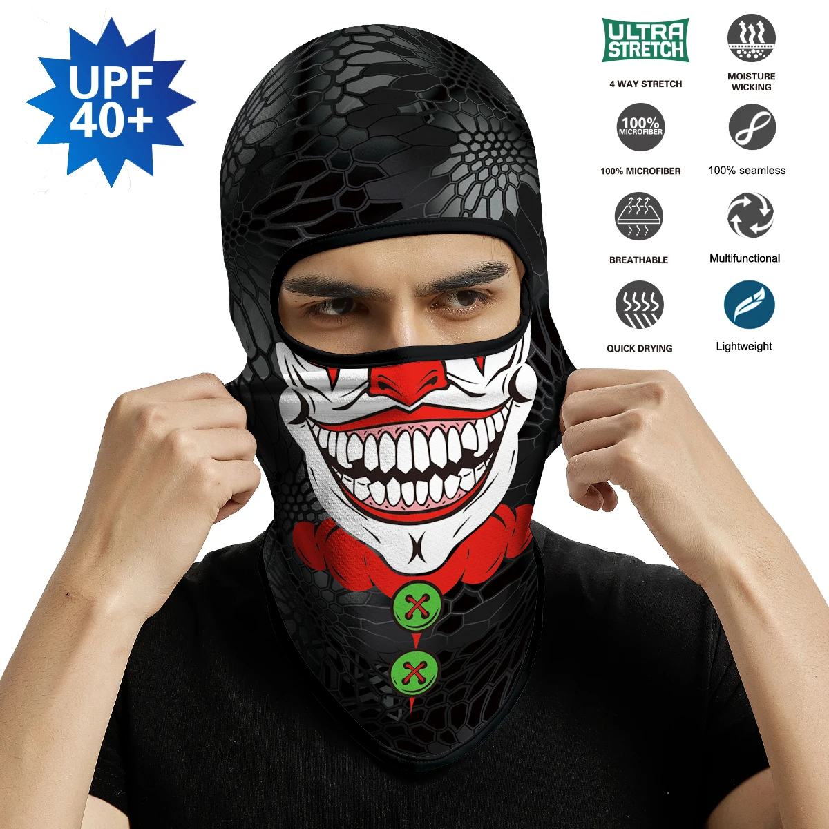 3D Headband Balaclava Cycling Face Mask Joker Headgear Motorcycle Bicycle Skull Snood Ski Mask Ghost Scarf Sport Neck Warmer Men