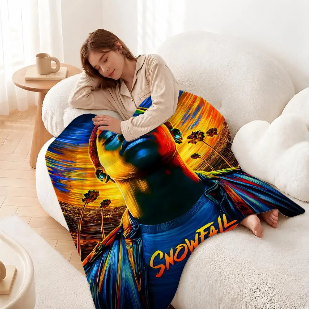 TV Snowfall Throw Plush Flannel Throw Blanket, Sofa Bed Travel Picnic Home Textile Decor