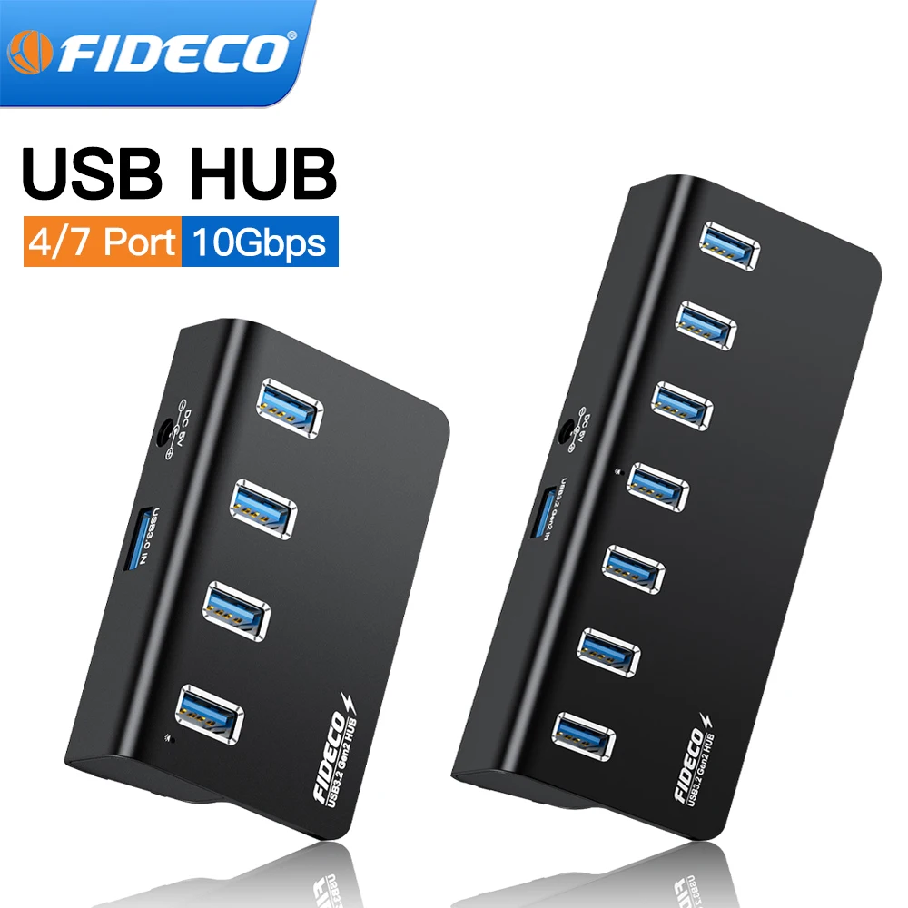 FIDECO USB 3.2 Hub USB Hub 10Gbps High Speed Multi USB Splitter Hub Multiple Expander for Laptop PC Accessories USB Adapte ﻿
