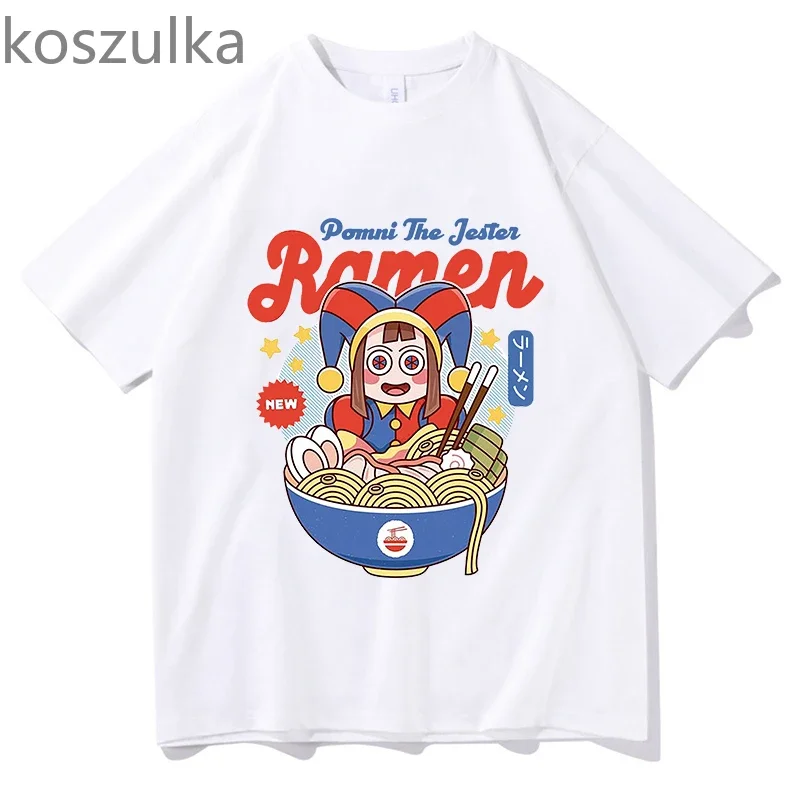 THE AMAZING DIGITAL CIRCUS Pomni The Jester Ramen T-shirt Short Sleeve Fashion Cotton Tee-shirt Graphic Printing Gothic Tshirts