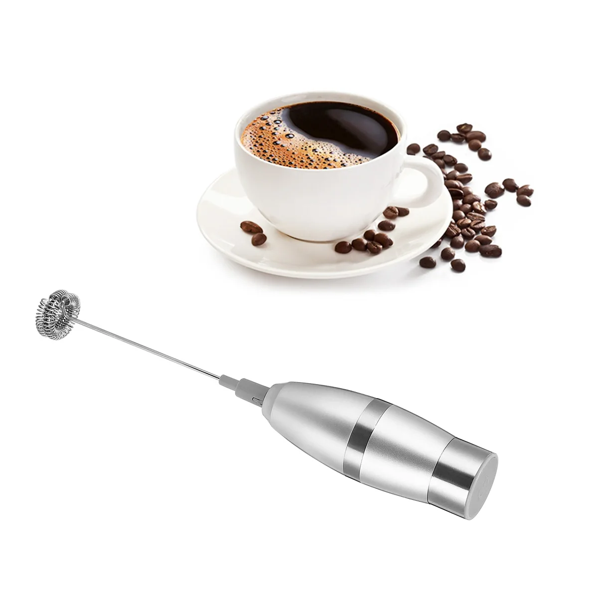 

H held Frother Coffee Mixer Blender Electric Foamer Stainless Steel Coffee Mixer 3 Whisk Heads Kitchen Tool Gift Idea
