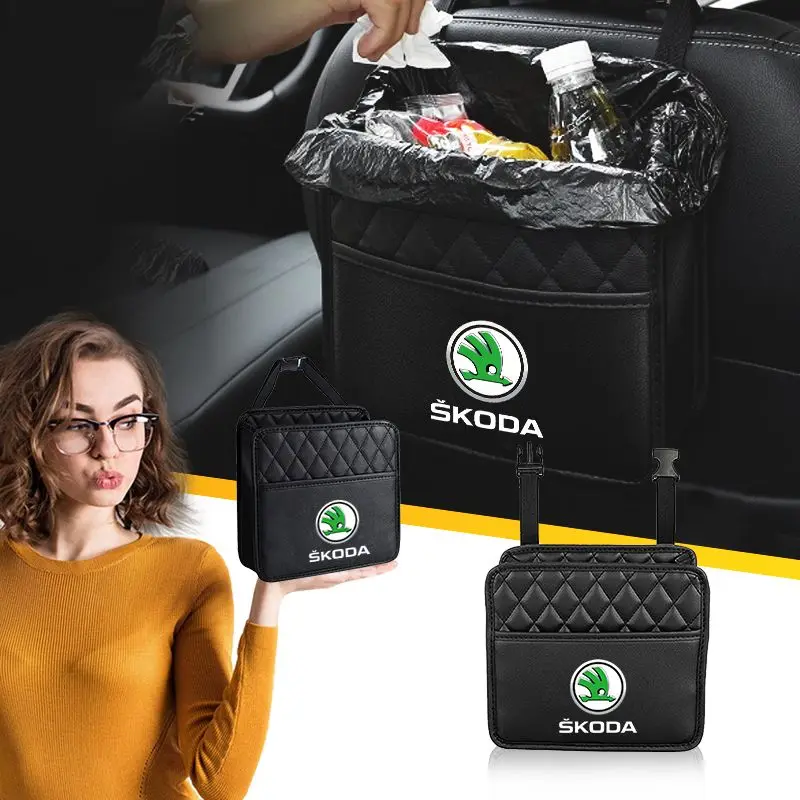

Multifunctional car seat storage bag Leather storage bag For Skoda Octavia MK2 MK3 2 3 A7 Fabia Karoq Kodiaq Superb Rapid Kamiq