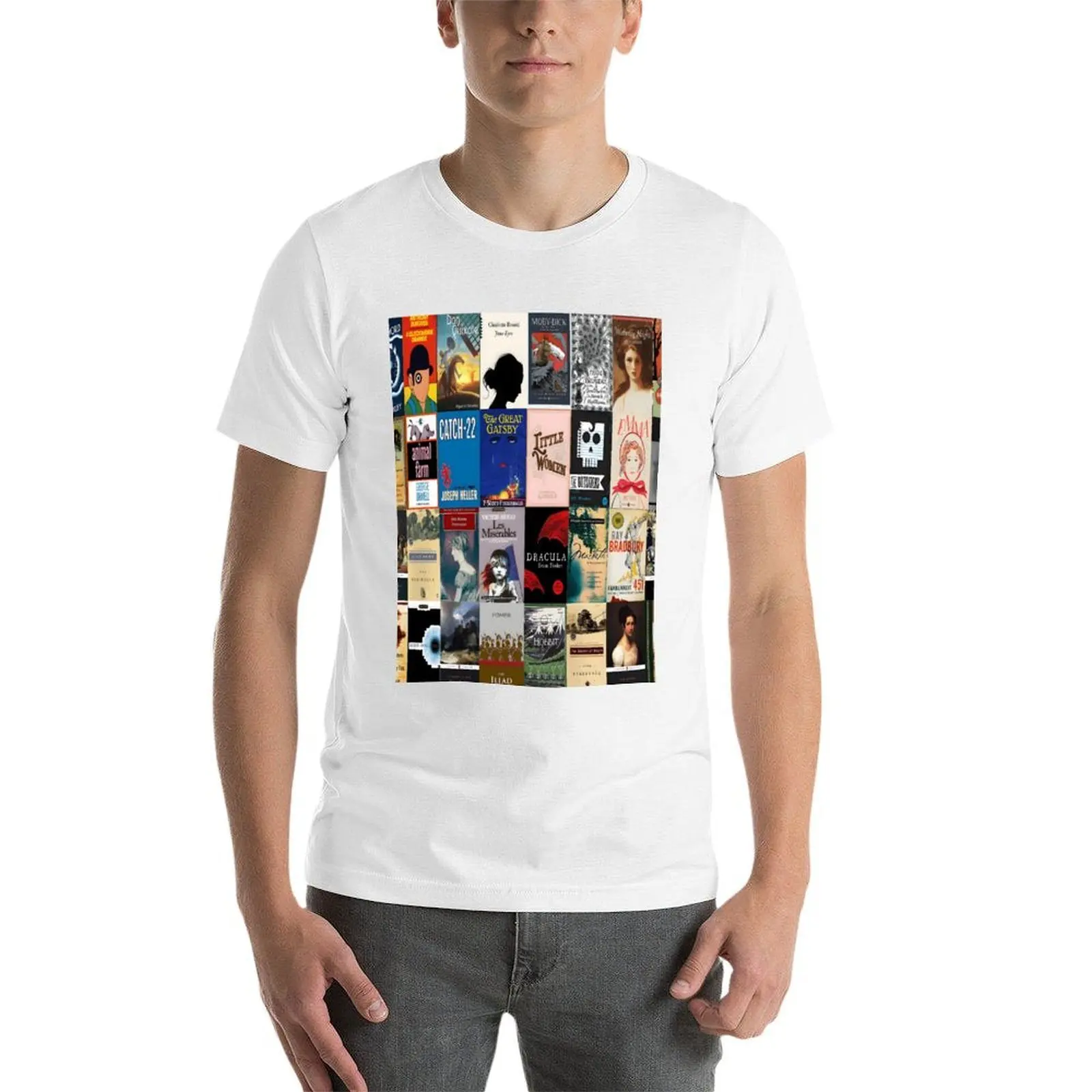 858 أغطية كتب الأدب الكلاسيكي \ تي شيرت رجالي تي شيرت قطن تي شيرت رجل مصمم تي شيرت