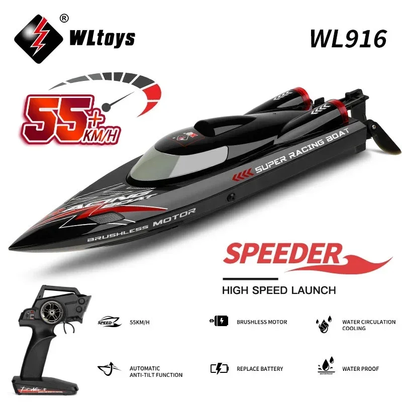 

WLtoys WL916 Радиоуправляемая лодка 55 км/ч Бесщеточный радио 2,4G Электрический высокоскоростной супергоночный лодка Модель водяного катера Детские подарки Радиоуправляемые игрушки