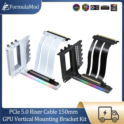 Formulamod GPU Vertical Mounting Bracket Kit , PCIe 5.0 X16 Riser Cable 150mm , Graphics Card Steering Mounting Bracket