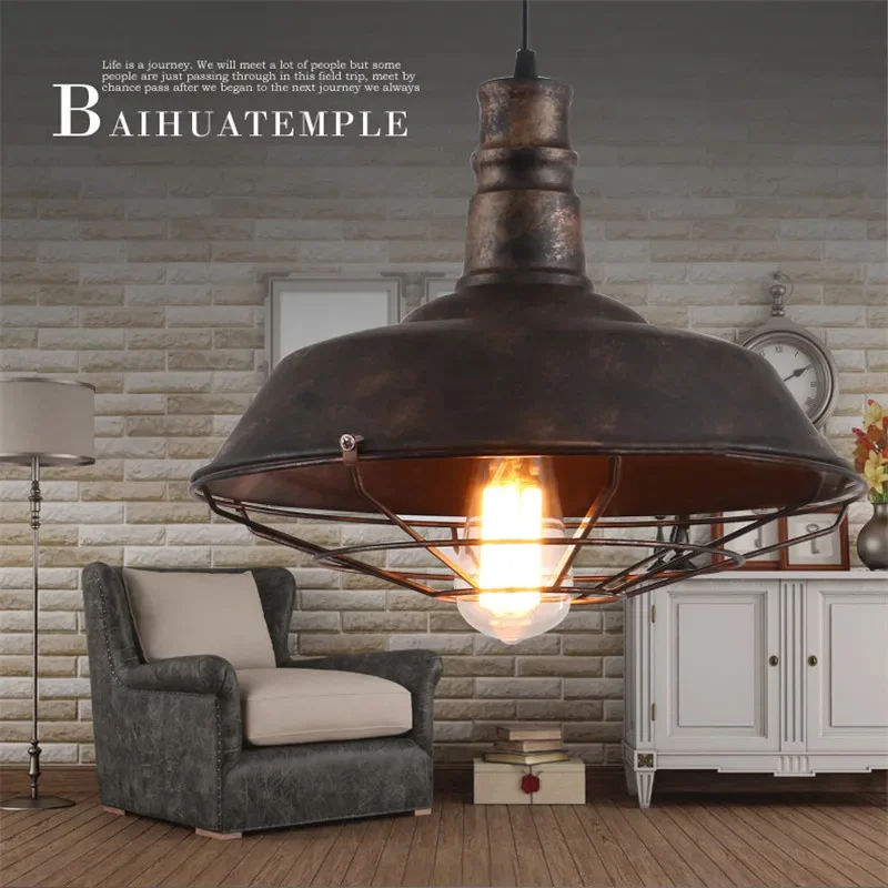 Nordic Restaurant Bar chandelier American Rural creative retro industrial wind iron single head cooker hood