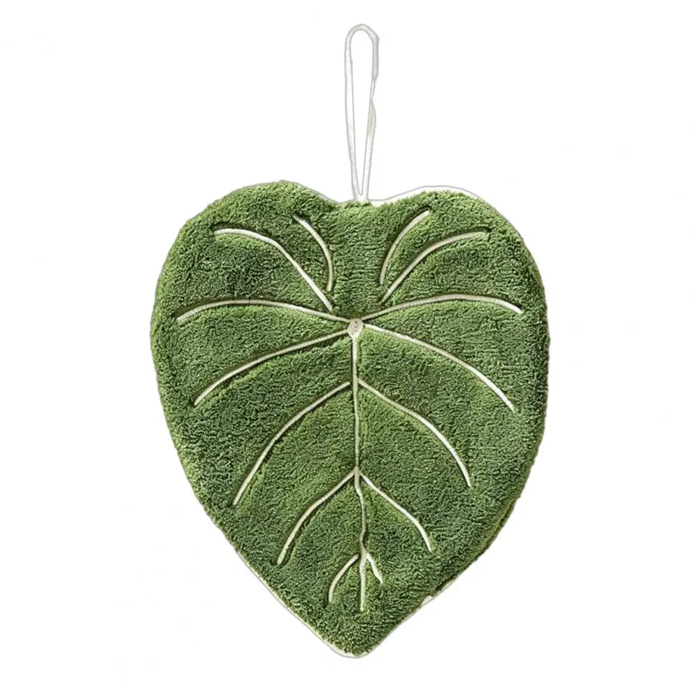 Coral Velvet Hanging Towel Shape Hand Towel with Hanging Loop Soft Absorbent Kitchen Bathroom Hand Drying Towel Cute Maple