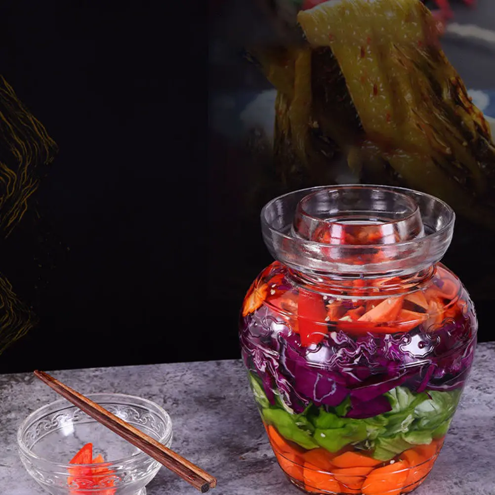 

Glass Pickle Jar Transparent Sealed Storage Jar Large Capacity Smooth Surface Easy Clean Food Storage Container Kimchi