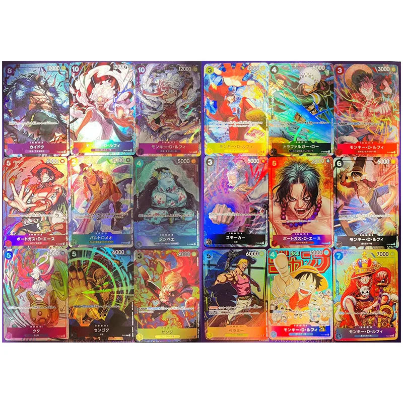 

Anime ONE PIECE Rare ACG DIY Laser Flash Cards Jinbe UTA Sanji Kaidou Law Luffy Toys for boys Collectible Cards Birthday Gifts