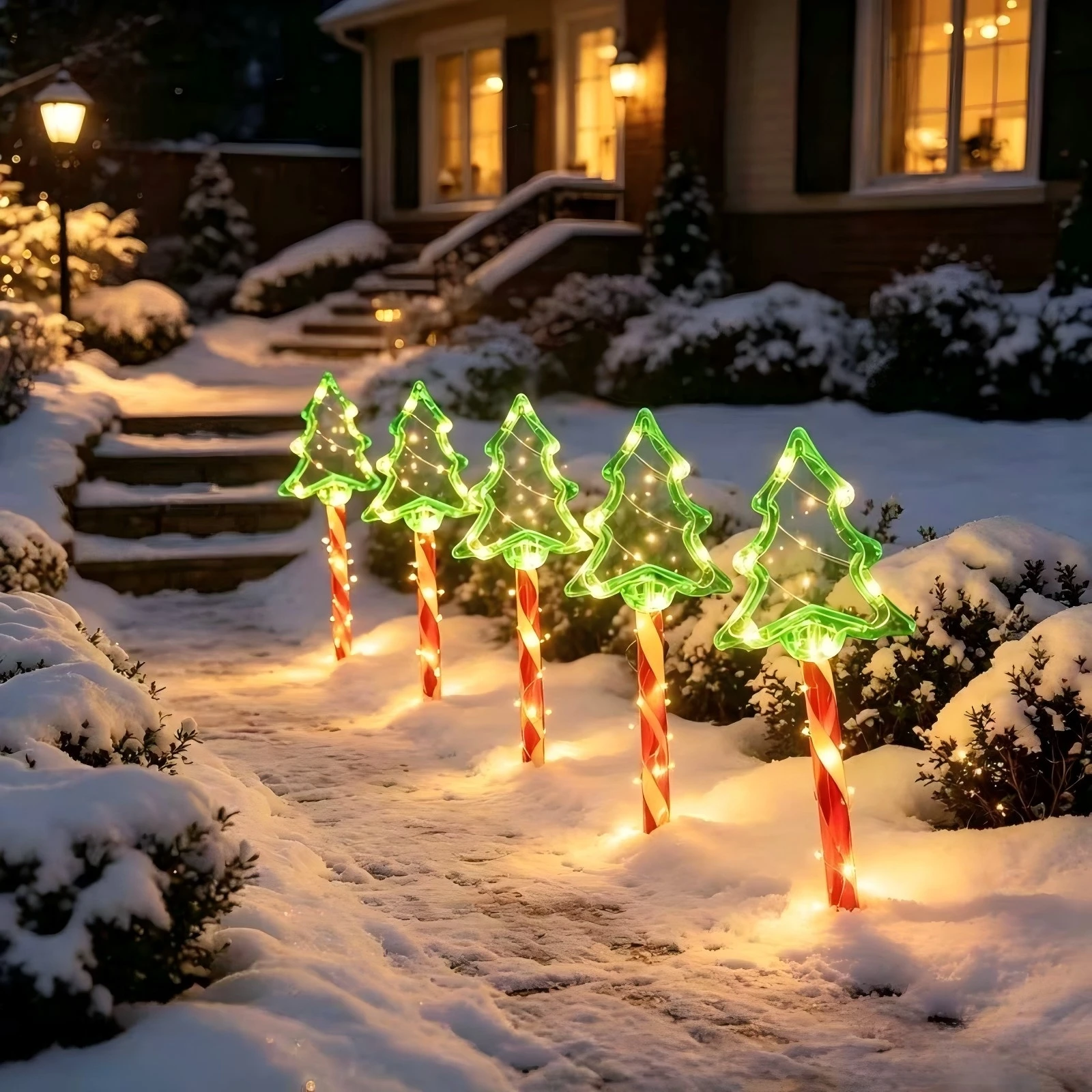 Bastones Navideños LED con Arbolito - Set de 5