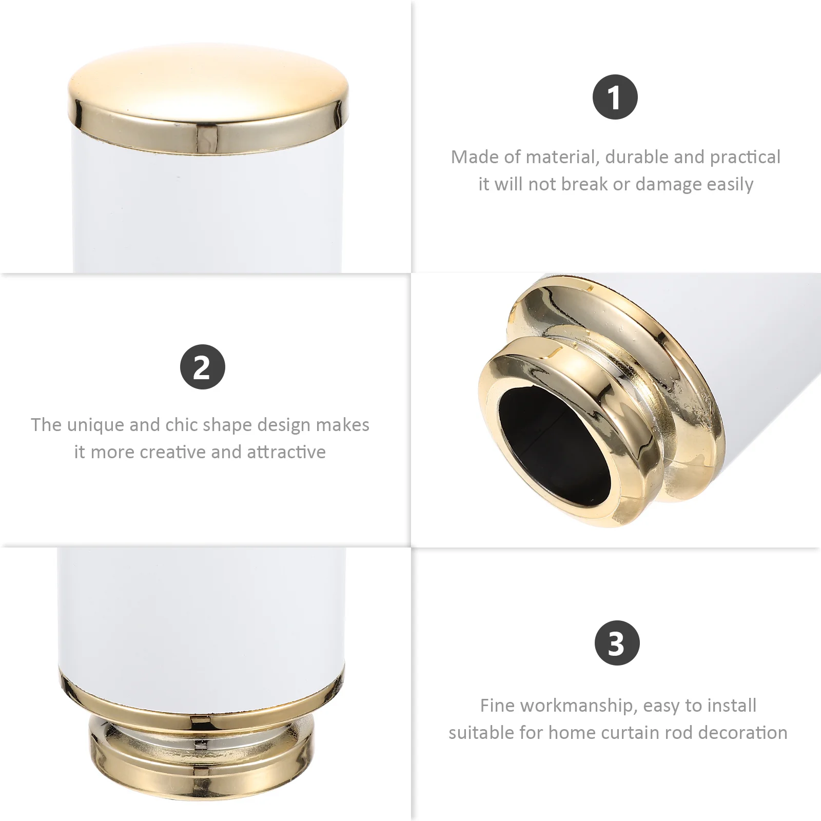 

2 Pcs Curtain Rod End Cap Poles Ends Finials Window Decorative Plug Head for Decoration