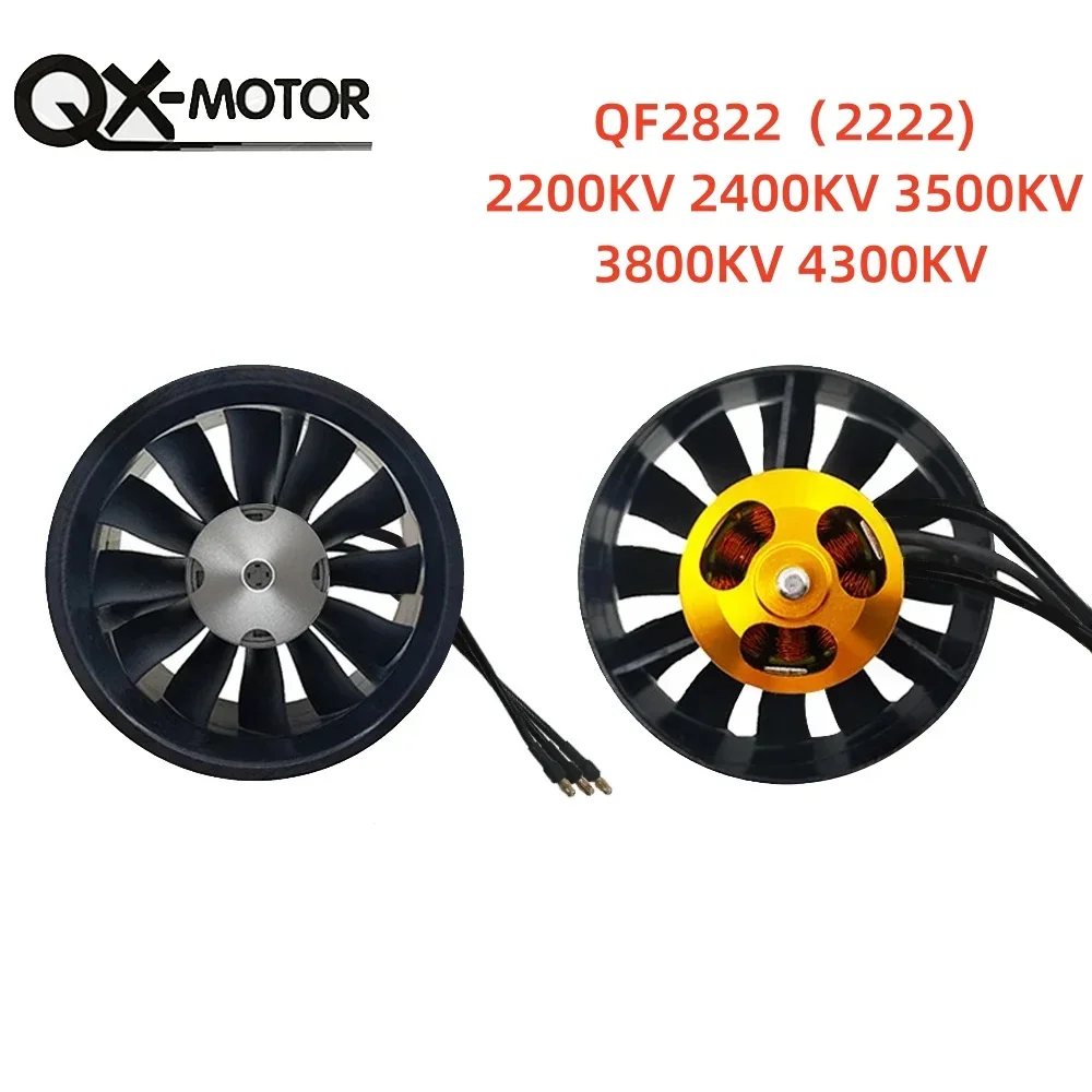 QX-MOTOR 64mm 12Blade EDF Ducted Fan QF2822 2200KV2400KV3500KV3800KV4300KV 3S 4S 6S Brushless Motor for Remote Control Airplane