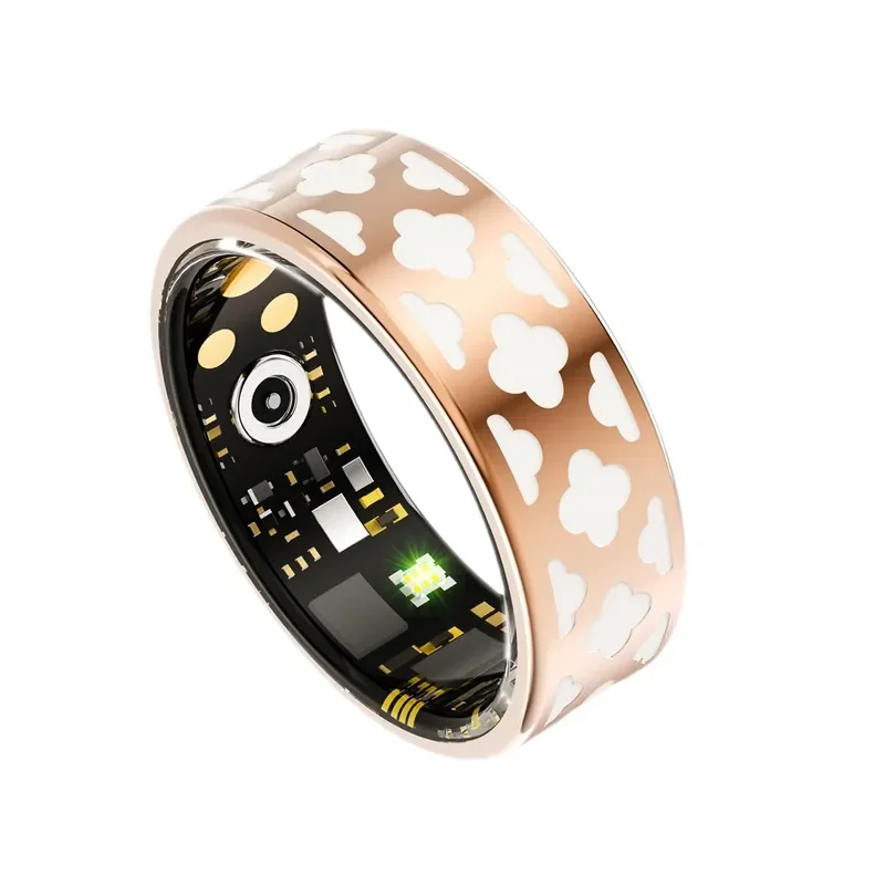 Smart Ring Heart Rate Sleep Oxygen Monitor Step Counter Enamel Craft Fitness Tracker Health Ring for Men Women