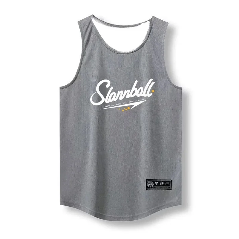 

2024 Loose Men Running Vest Outdoor Street Basketball Gym Sleeveless Letter Print Shirt Quick Dry Fitness Bodybuilding Tank Tops