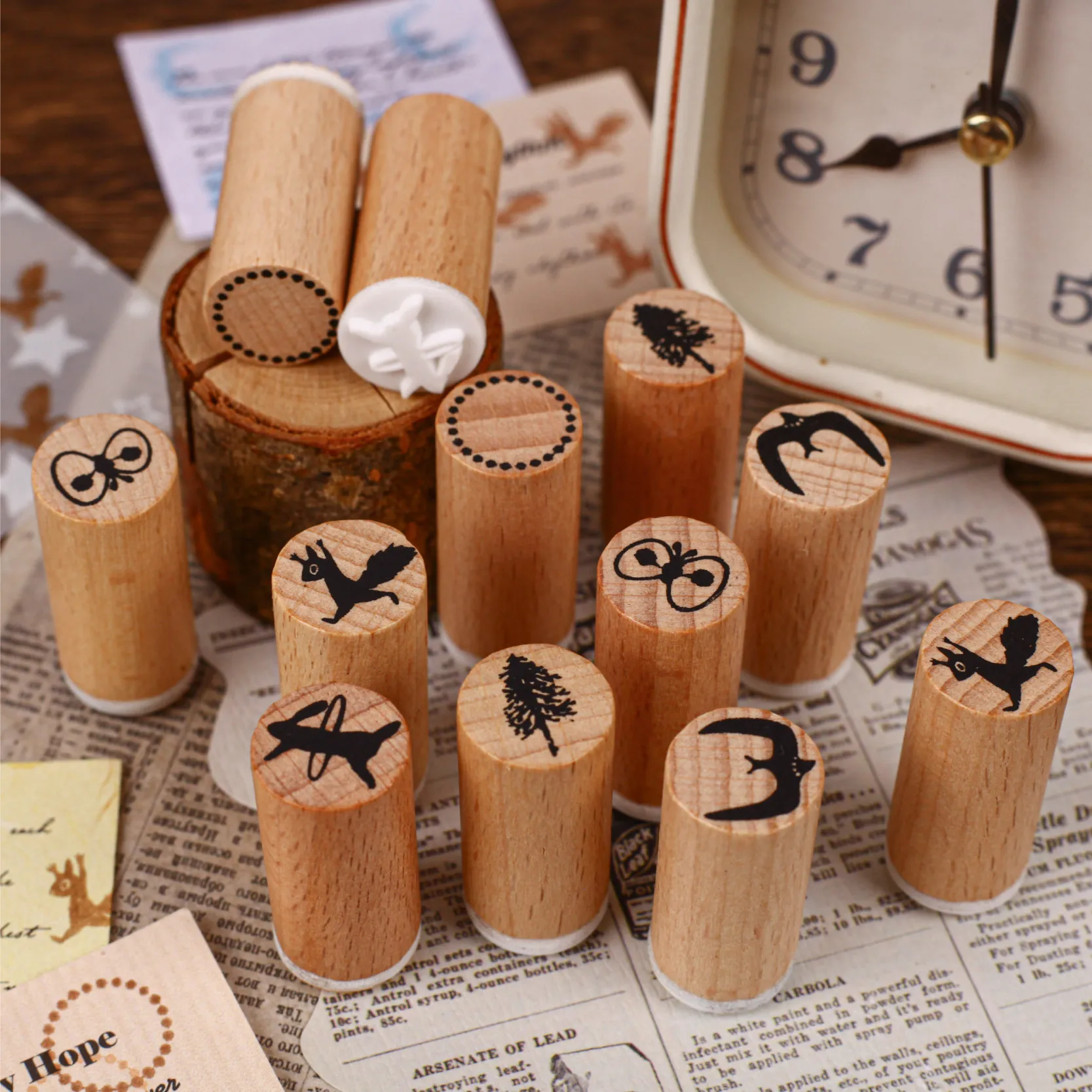 JIANQI Forest Rubbing Wooden Rubber Stamps Sets Diy Rubber Stamp For Card Making Scrapbooking supplies