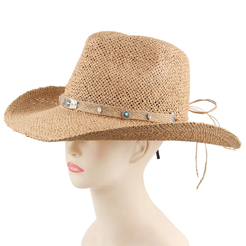 Customized Unisex Western Cowboy Straw Hat For Men And Women, Outdoor Travel Sun Protection Hat