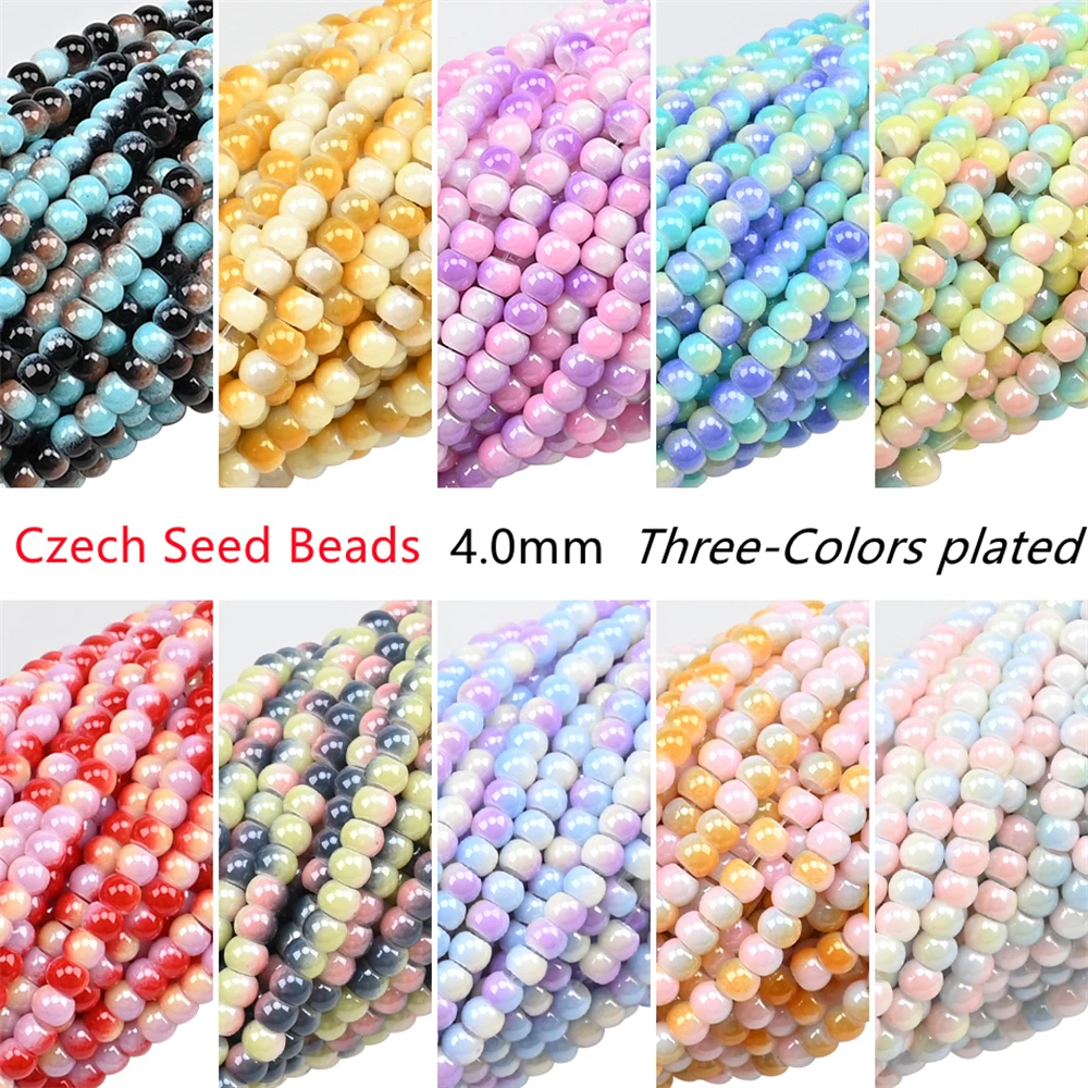 24 Colors Colorful Plated Glass Seed Beads Czech Small Rondelle SeedBeads for Bracelet Necklace Earring Jewelry Making