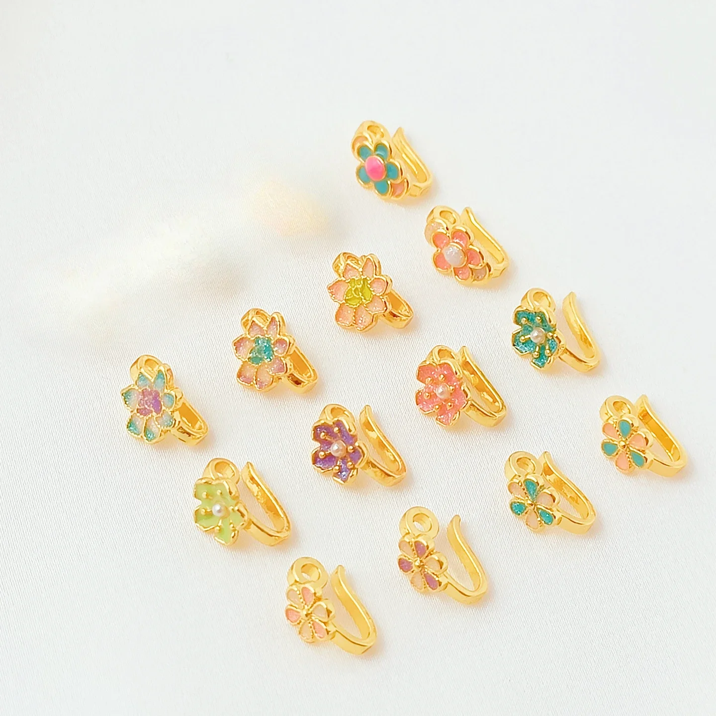 

18K Gold-plated Cloisonne Oil-drip Flower Finishing Clasp Diy Bracelet, Necklace, Pendant Clasp, Hook Clasp Accessory