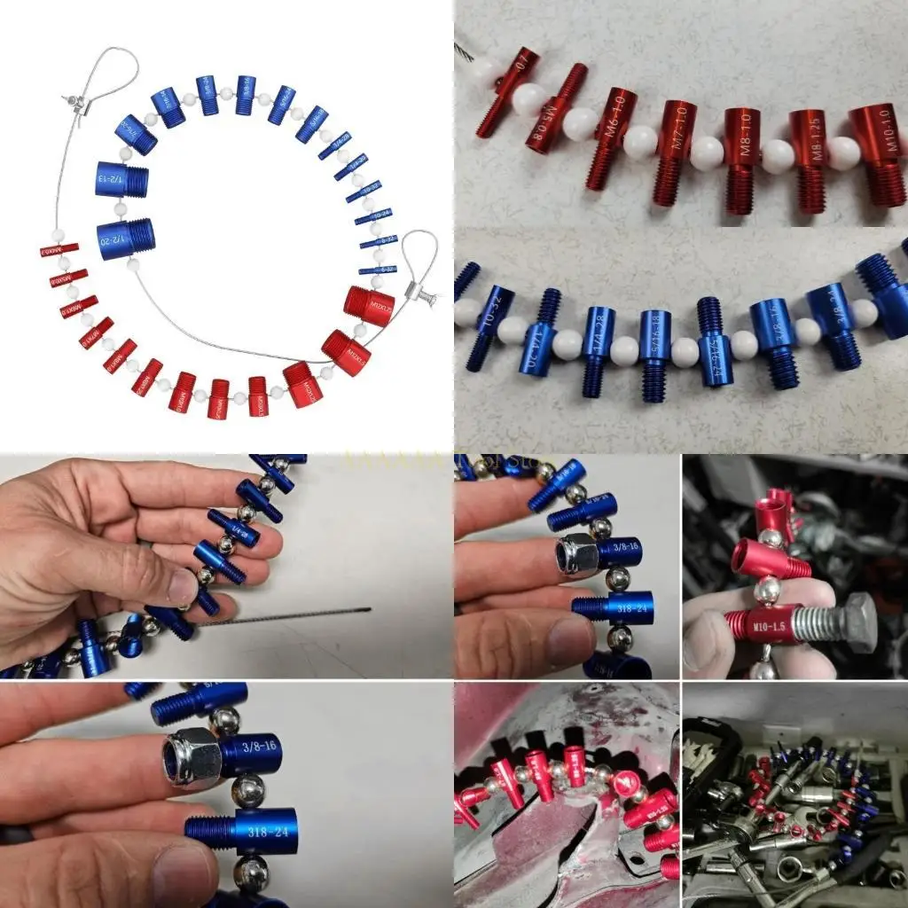 A2BE 26PCS Metric Royal Thread Checker Set Aluminum Nut Bolt Size Gauges Tool set