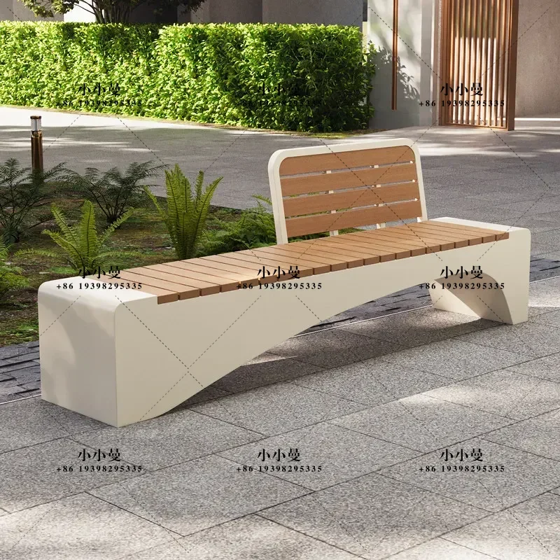 Park Chair Square Outdoor Bench Chair Garden Finished Leisure Seat Plastic Wood Bench
