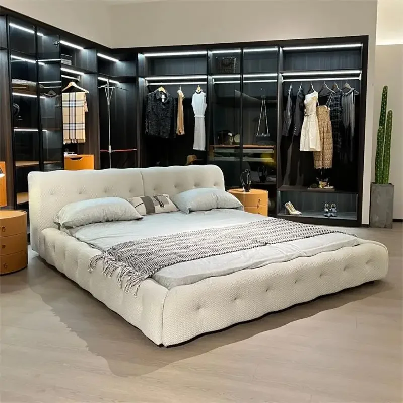 Diseño de Cama de Lujo Ligero, Cama Individual Confortable, Cama Moderna para Dormitorio Principal, Cama Matrimonial Completa, Muebles de Dormitorio