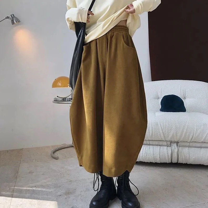 

Casual Harem Pants Women Cotton High Waisted Fashion Loos Trousers Spring Autumn High Street Solid Oversize Bloomers Sweatpants