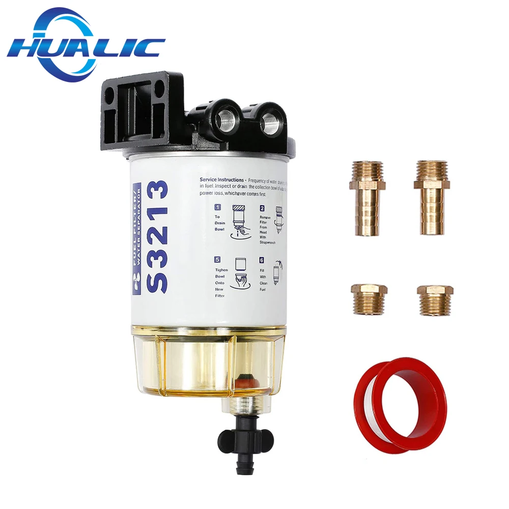 HUALIC S3213 Fuel Filter Water Separator Assembly Outboard For Mercury Quicksilver OMC Marine Engine Boat 10 Micron Filter Kit