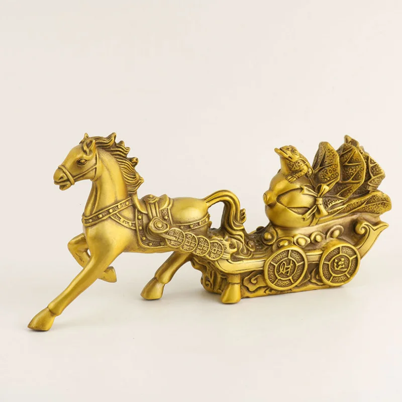 

Bronze Horse Ornament Pulling Yuanbao Ornament Pulling Wealth Decoration Ornament