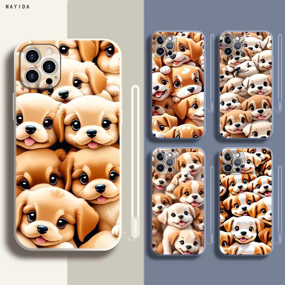 Soft Silicone Phone Case For Apple iPhone 15 14 13 12 11 Pro X XS Max XR Plus Mini Cover Cartoon Dog