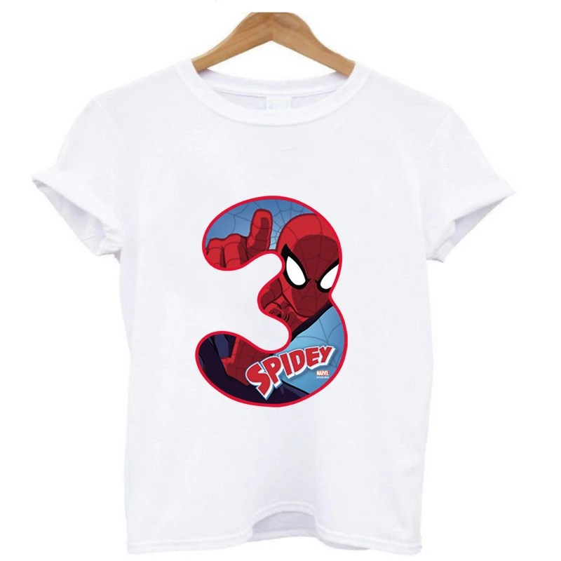 2Pcs/Lot Spider-Man Number Iron On Thermo-Adhesive Sticker Heat Thermal Transfer T Shirt Fusible Patches For Children\'s Clothing