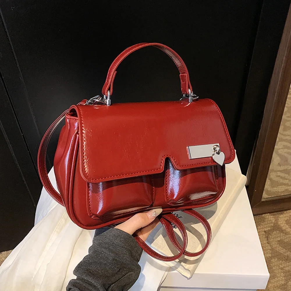 

High-Quality PU Leather Women's Fashion Square Bag 2025 New Korean Single Shoulder Bag Chic Design Casual Double Strap Bag