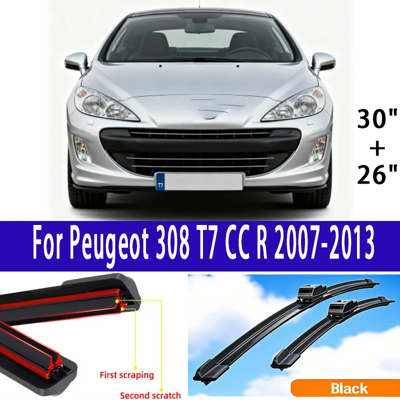 

Car Wiper Blade For Peugeot 308 T7 CC 30"+26"R 2007-2013 2011 2012 Auto Windscreen Windshield Wiper Window Wash Push Button Arm