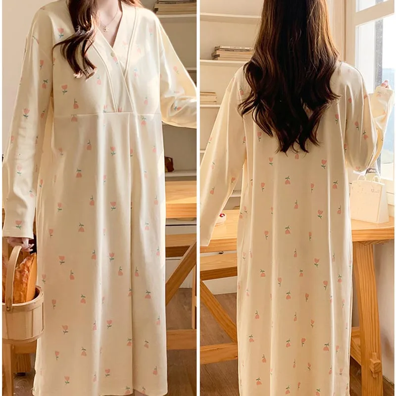 فستان حمل كبير الحجم لا يتطلب حمالة صدر، ثوب نوم للرضاعة مع وسادات صدر قابلة للإزالة، نسيج يشبه القطن #5