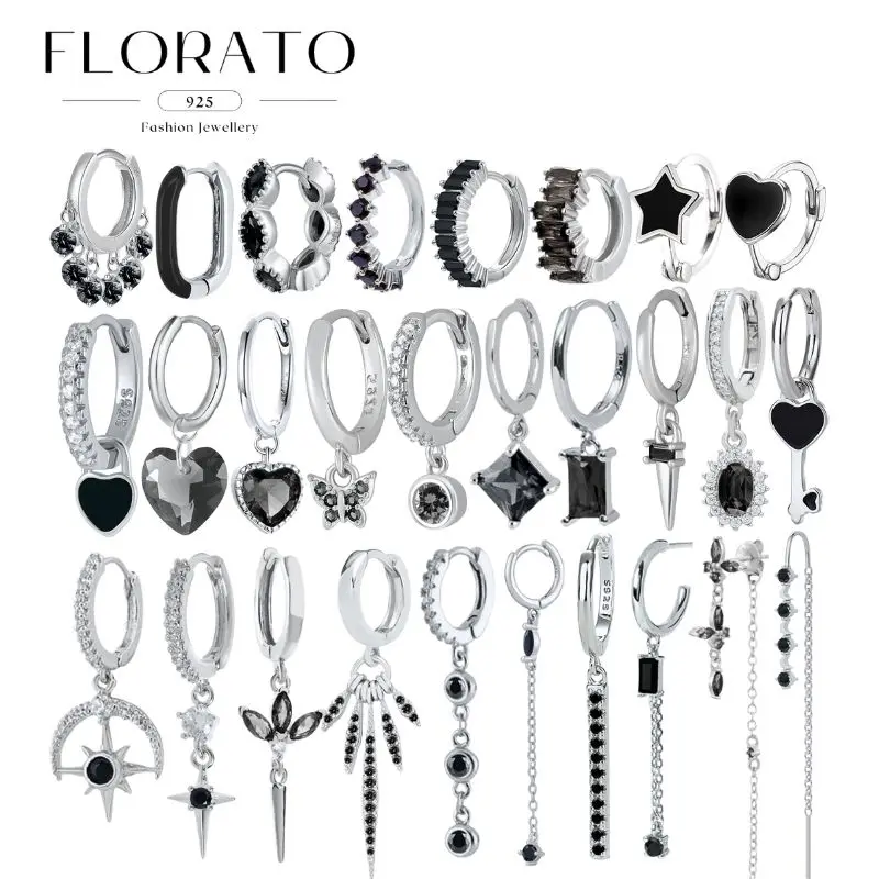 

Женские серьги из стерлингового серебра 925 пробы с черным цирконом, серьги с геометрическим рисунком, модные ювелирные аксессуары