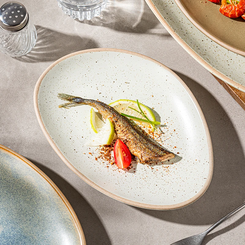 2026-new-vintage-ceramic-fish-steaming-plate-irregular-rough-glazed-clay-dinnerware-set-elegant-feelings-cuisineware