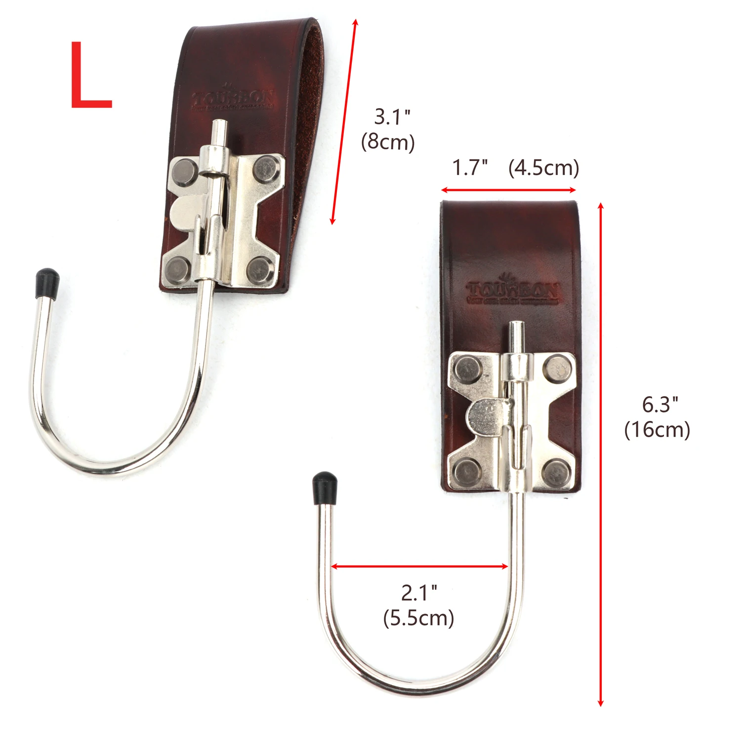 Tourbon Real Leather Loop & Steel Float Hook Multi Drill Tool Holder Heavy Duty Trowel Hanger for 5CM Belt Holster S/L Size